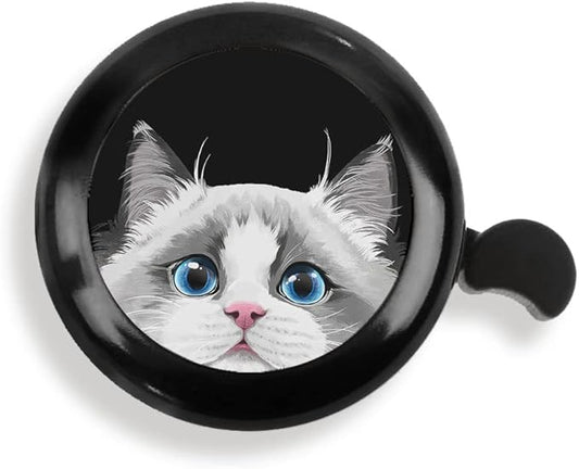 WIRESTER Black Aluminum Round Bike Bell, Classic Ring Bicycle Bell, Bike Accessories Bell Ring for Adults Kids Girls Boys - Dog Cat Animal Cute Records