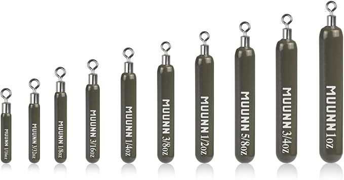 10 Pack Tungsten Free Rig Skinny Drop Shot Weights,Raindrop Free Rig Fishing Sinkers kit for Drop Shot Rig