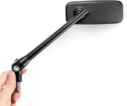 KiWAV Motorcycle Mirrors Rear View Side Rectangular ClassicPlus Black Convex Aspherical Anti-Glare Blue Tinted Glass Longer Stem Compatible for Custom Harley Street 500 750 Pack of Pair