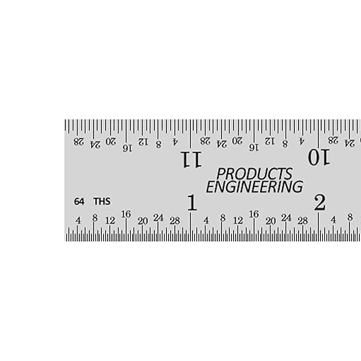 PEC Tools 12" 4R Stainless Steel Ruler(5 Pack), Machinist Metal Ruler Scale with Markings 1/8", 1/16", 1/32" & 1/64", 0.035" Thick X 1" Wide, Tempered Steel, Made in USA