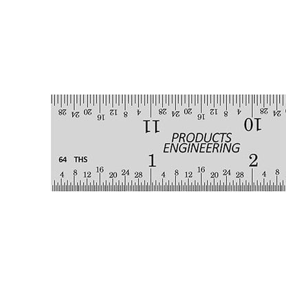 PEC Tools 12" 4R Stainless Steel Ruler(5 Pack), Machinist Metal Ruler Scale with Markings 1/8", 1/16", 1/32" & 1/64", 0.035" Thick X 1" Wide, Tempered Steel, Made in USA