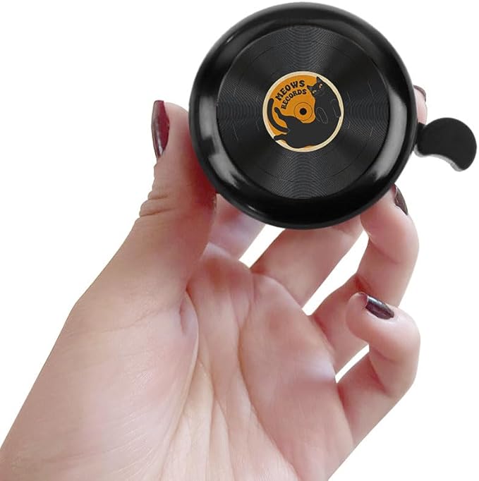 WIRESTER Black Aluminum Round Bike Bell, Classic Ring Bicycle Bell, Bike Accessories Bell Ring for Adults Kids Girls Boys - Dog Cat Animal Cute Records