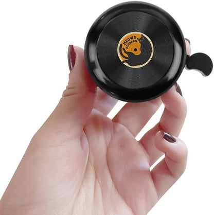 WIRESTER Black Aluminum Round Bike Bell, Classic Ring Bicycle Bell, Bike Accessories Bell Ring for Adults Kids Girls Boys - Dog Cat Animal Cute Records