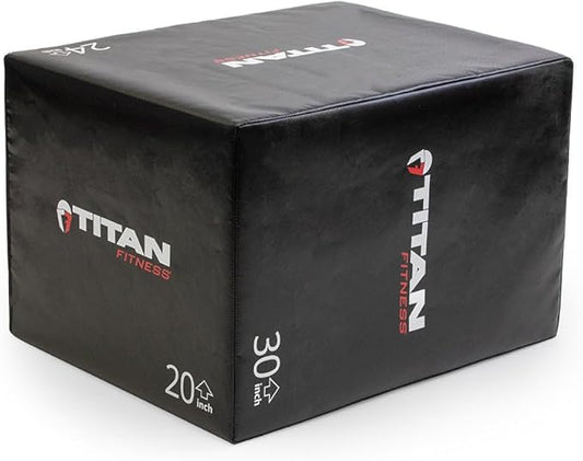 Titan Fitness Soft Foam Plyometric Jump Box, 20in 24in 30in, Pro-Duty Foam Plyo Box, Step Up Exercise Platform, Box Squat, Step-Up, Box Jumps for Home Garage Gym Training