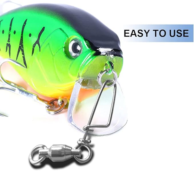 Atibin Heavy Strength Fishing Swivel Snaps Bearing Freshwater Swivels Fishing Stainless Steel Connector Fishing Snap Saltwater White Nickel