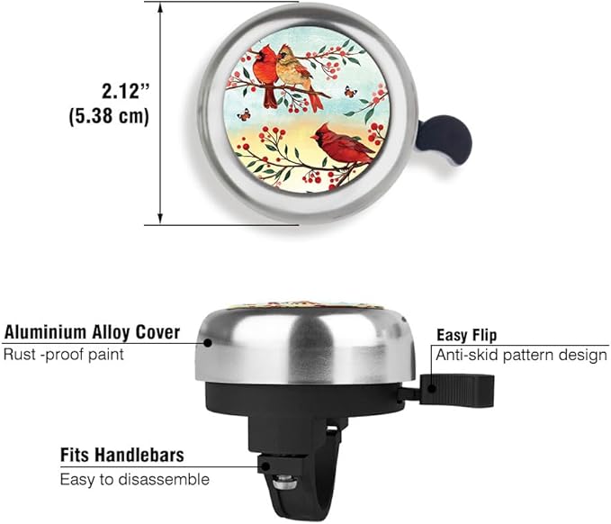 WIRESTER Silver Aluminum Round Bike Bell, Classic Ring Bicycle Bell, Bike Accessories Bell Ring for Adults Kids Girls Boys