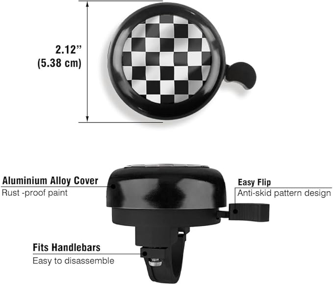 WIRESTER Black Aluminum Round Bike Bell, Classic Ring Bicycle Bell, Bike Accessories Bell Ring for Adults Kids Girls Boys - Dog Cat Animal Cute Records