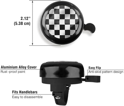 WIRESTER Black Aluminum Round Bike Bell, Classic Ring Bicycle Bell, Bike Accessories Bell Ring for Adults Kids Girls Boys - Dog Cat Animal Cute Records