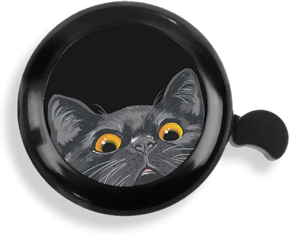 WIRESTER Black Aluminum Round Bike Bell, Classic Ring Bicycle Bell, Bike Accessories Bell Ring for Adults Kids Girls Boys - Dog Cat Animal Cute Records