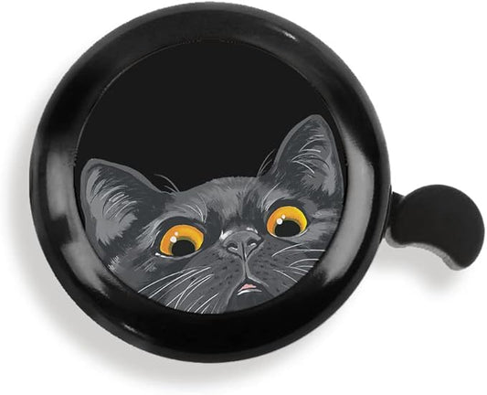 WIRESTER Black Aluminum Round Bike Bell, Classic Ring Bicycle Bell, Bike Accessories Bell Ring for Adults Kids Girls Boys - Dog Cat Animal Cute Records