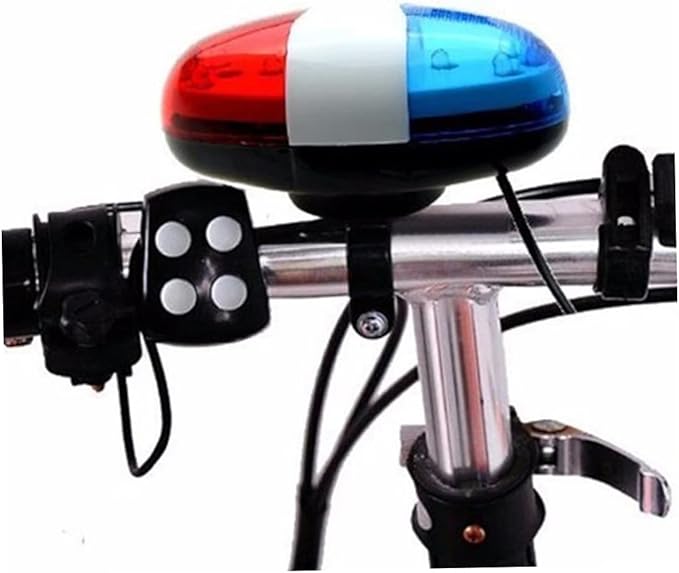 Bike Bell with 6 Police LED Lights 4 Loud Sound Horn Bell for Cycling No Batteries