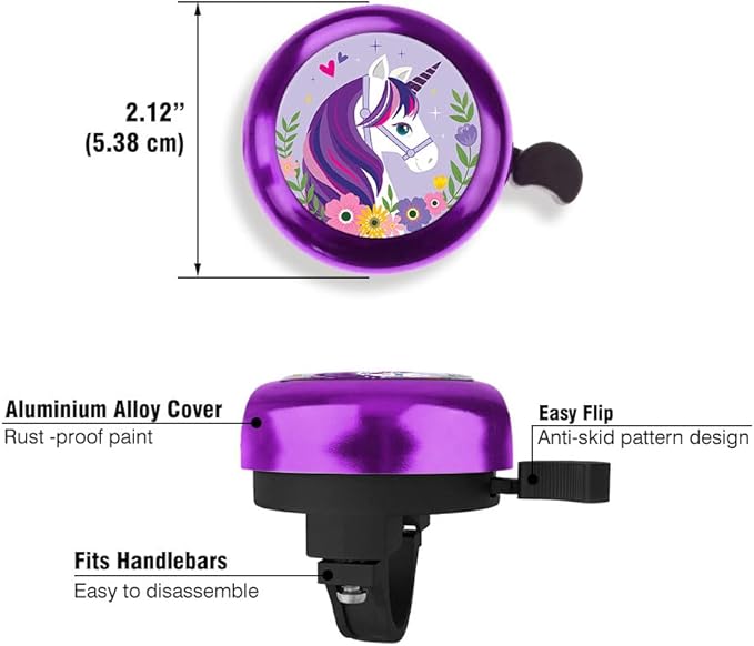 WIRESTER Purple Aluminum Round Bike Bell, Classic Ring Bicycle Bell, Bike Accessories Bell Ring for Adults Kids Girls Boys