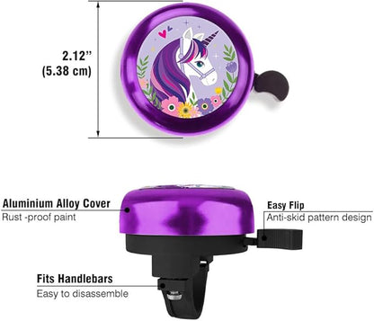 WIRESTER Purple Aluminum Round Bike Bell, Classic Ring Bicycle Bell, Bike Accessories Bell Ring for Adults Kids Girls Boys