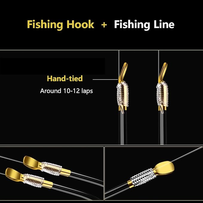 AMHDV Small Barbless Fishing Hook with Line, Tiny Fish Hooks and Leader (Pack of 20)