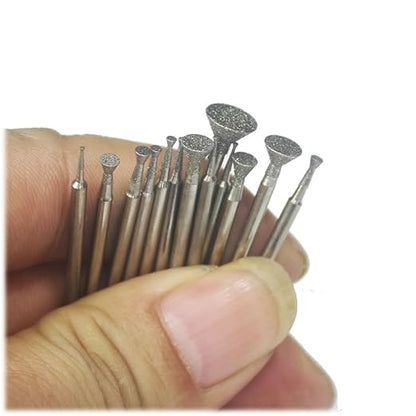 𝐋𝐮𝐨 𝐤𝐞 13 Pcs Triangle Shape Diamond Burr - 3/32'' Shank Diamond Mounted Grinding Burs Stone Carving Bits for Rotary Tools