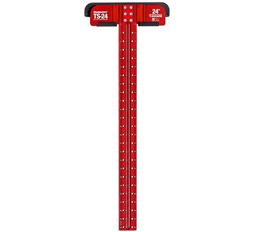 Woodpeckers T Square, 24 Inch, Precision Woodworking T-Square Ruler, Built-in Edge Support, Scribing & Shelf Pin Guides, Rack-It Mount, Made in USA