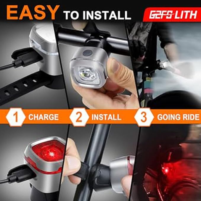 Bicycle Front and Rear Lights,Bike Light, Type-C Rechargeable, Flashing Light，Suitable for Night Riding, Cycling，Bike Headlight &Taillight for Men Women Girls Kids Road Mountain