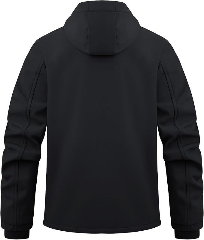 WULFUL Men's Lightweight Softshell Jacket Warm Fleece Lined Windbreaker Waterproof Soft Shell for Outdoor Hiking