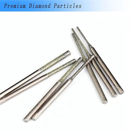 𝐋𝐮𝐨 𝐤𝐞 8 Pcs Needle Shape Diamond Burr - 3/32'' Shank Extra Long Bead Reamer Diamond Burs for Rotary Tool Includes Dremel