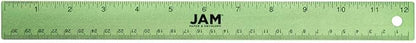 JAM PAPER Strong Aluminum Ruler - 12 Inch - Metal Ruler with Non-Skid Cork Backing - Lime Green - Sold Individually