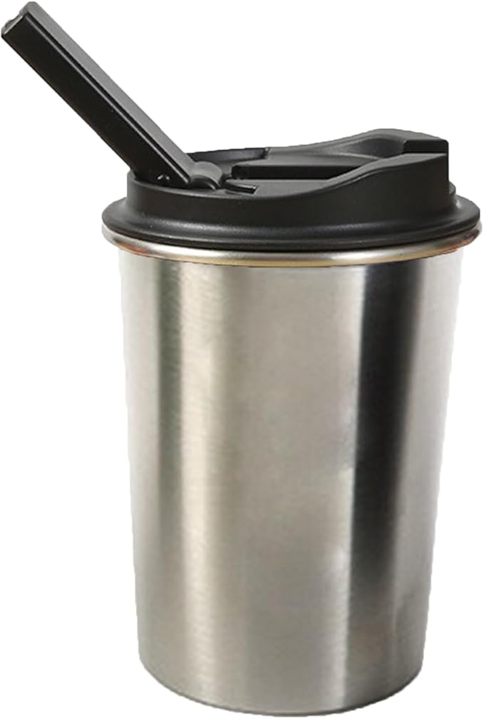 Portable Stainless Steel Coffee Cup with Ceramic Bowl & High-Temperature Silicone, Stainless Steel Water Mug Fashion Design For Concealed Gatherings (Silver)