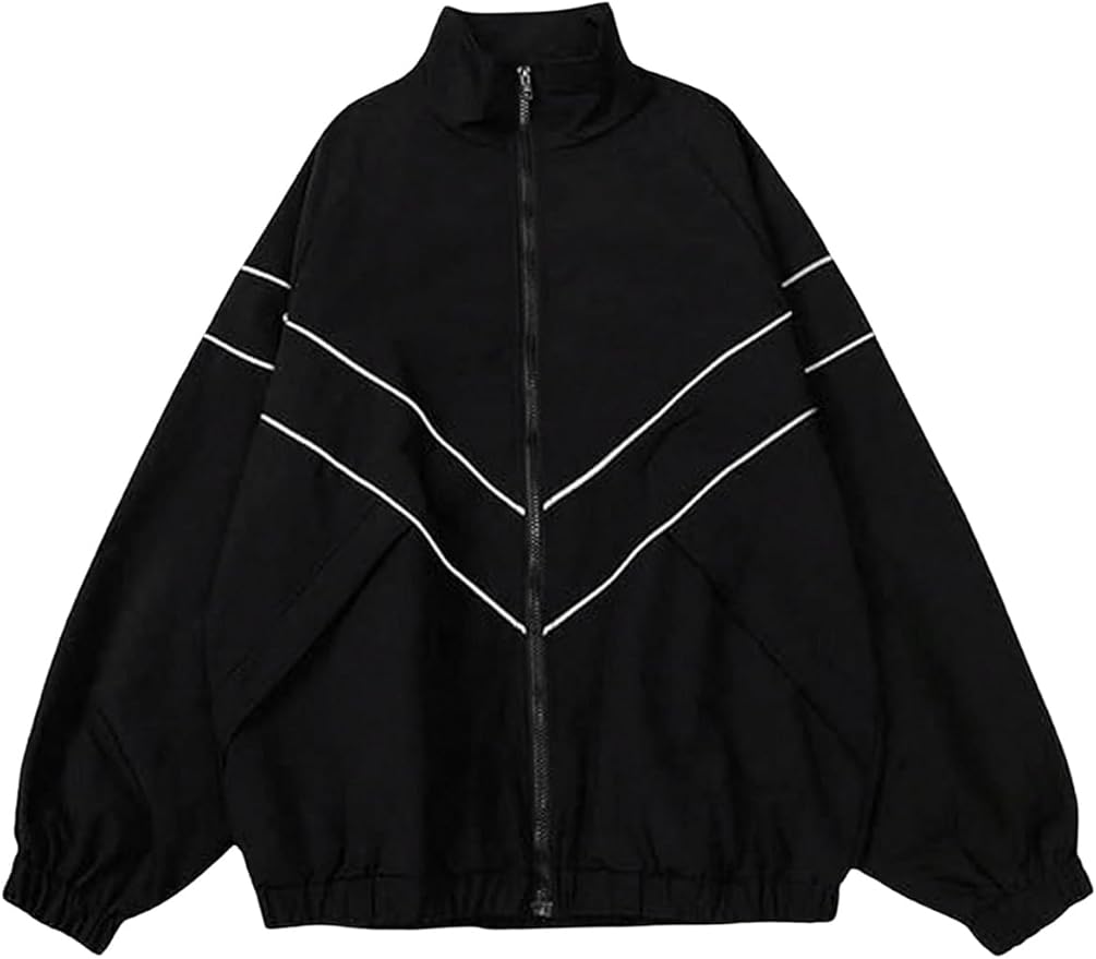 SOLY HUX Men's Y2k Zip Up Jacket Lightweight Windbreaker Outerwear Varsity Jackets