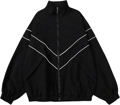 SOLY HUX Men's Y2k Zip Up Jacket Lightweight Windbreaker Outerwear Varsity Jackets