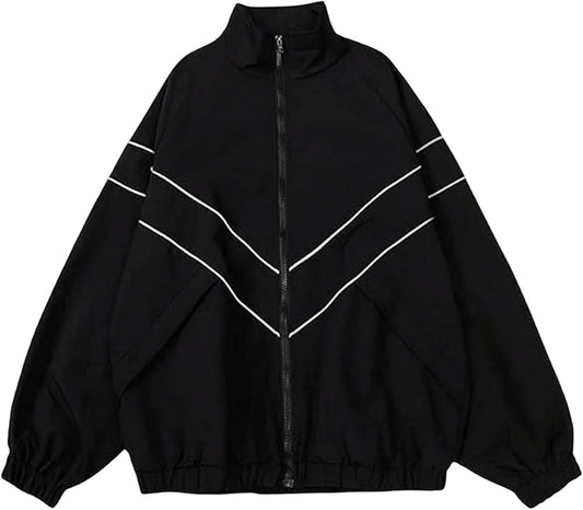 SOLY HUX Men's Y2k Zip Up Jacket Lightweight Windbreaker Outerwear Varsity Jackets