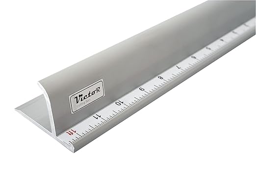Victor 18-Inch Professional Aluminum Safety Ruler with Finger Guard Edge and Non-Slip Base - Ideal for Large-Scale Precision Cutting - Heavy-Duty Cutting Ruler for Safe Use