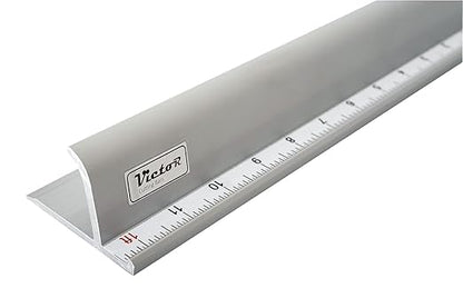 Victor 18-Inch Professional Aluminum Safety Ruler with Finger Guard Edge and Non-Slip Base - Ideal for Large-Scale Precision Cutting - Heavy-Duty Cutting Ruler for Safe Use