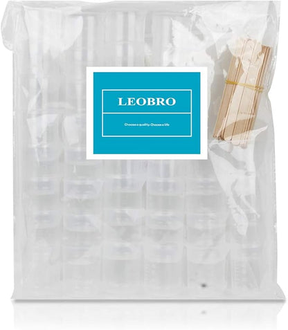 LEOBRO 50ml/1.7oz Epoxy Mixing Cups, 38PCS Graduated Epoxy Resin Cups, Pouring Cup, Plastic Beakers Measuring Cup for Resin, Epoxy, Acrylic Paint, with 40 PCS Wood Craft Sticks