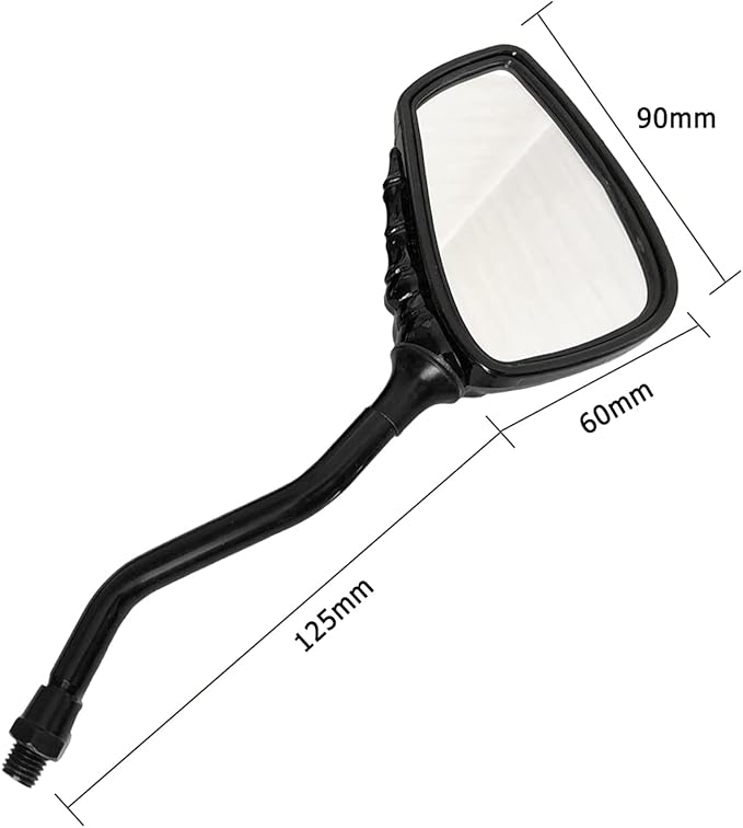 Universal Bicycle Mirror 8mm 10mm Skull Hand Side Also for Motorcycle Rear View Mirrors Scooter Moped Bike black