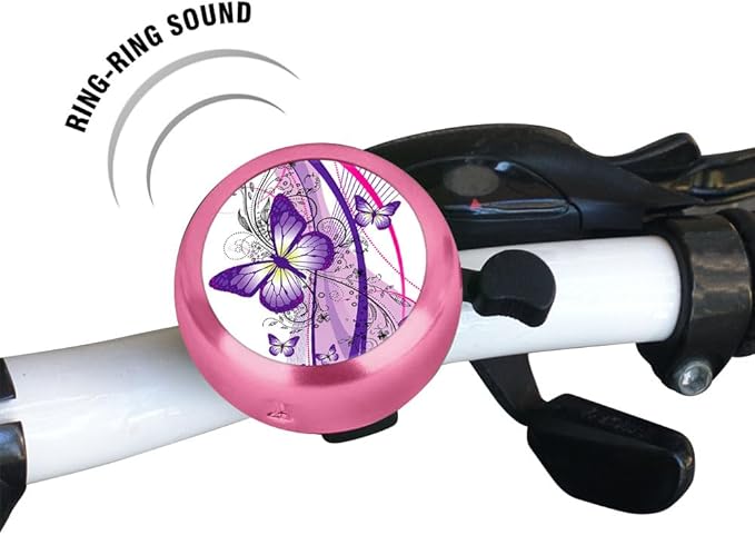 WIRESTER Pink Aluminum Round Bike Bell, Classic Ring Bicycle Bell, Bike Accessories Bell Ring for Adults Kids Girls Boys - Animals