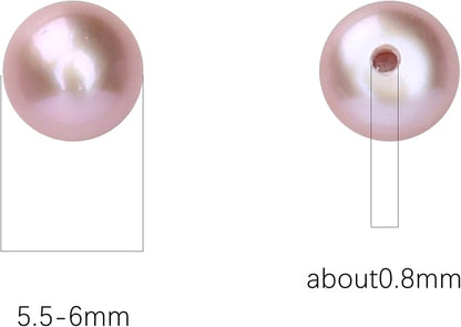 Natural Half Drilled Pearl Beads Purple 5.5-6mm 12pcs AAAA Freshwater Cultured Loose Gemstone Beads for DIY Stud Earring Jewelry Making