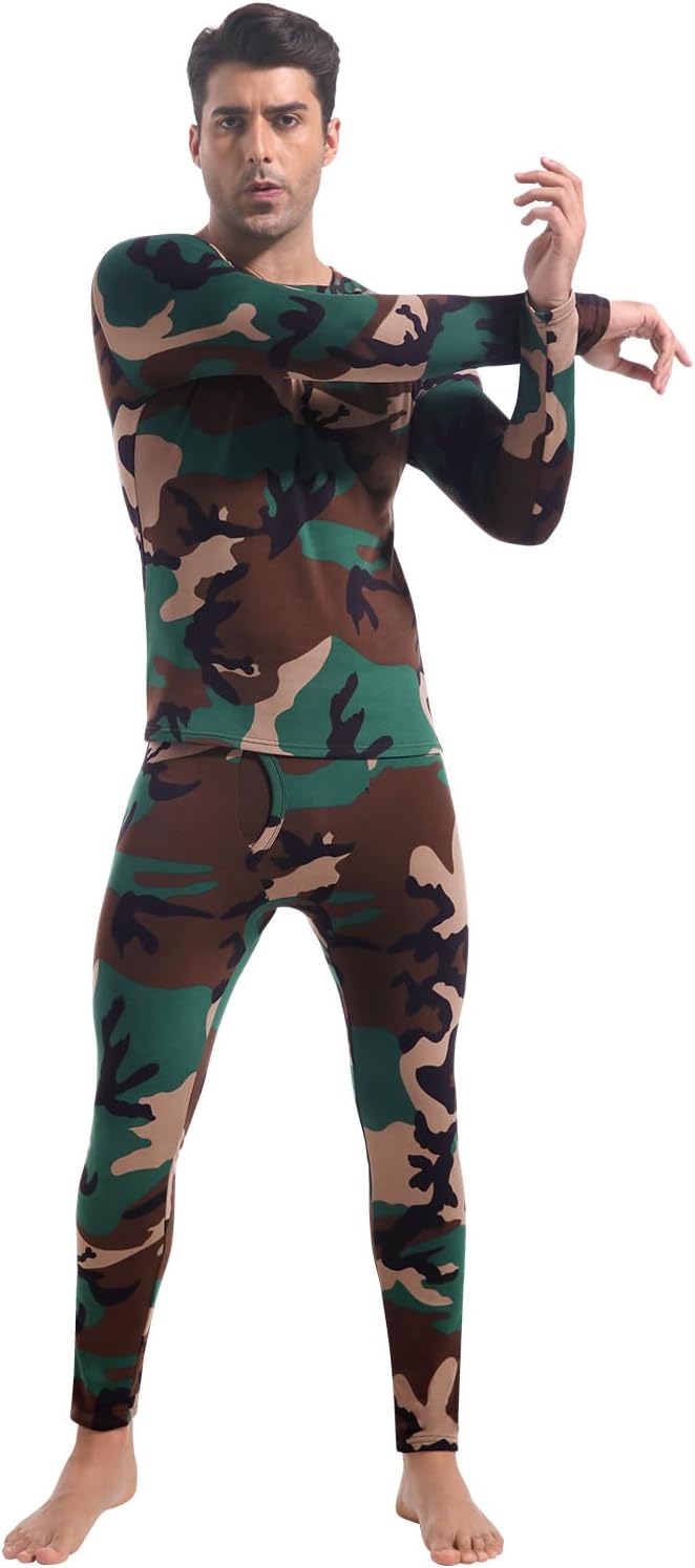 CL convallaria Long Johns Thermal Underwear for Men Soft Fleece Lined Base Layer Cold Weather Top Bottom Gift Set