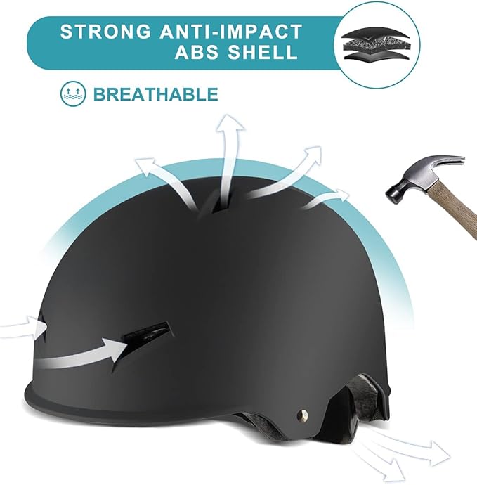 Skateboard Bike Helmet for Adults Adjustable Knee Elbow Pads Wrist Guards Protective Gear Helmets Set Teens for Bicycle Cycling Skate Scooter Bicycle Helmet