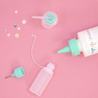 Craftelier - Kit of 2 Precision Tip Bottles with Metal Applicator and Shut-off Nozzle | Needle Dropper Bottles for Applying Adhesives or Paints - 2 Sizes (8 and 9 cm)