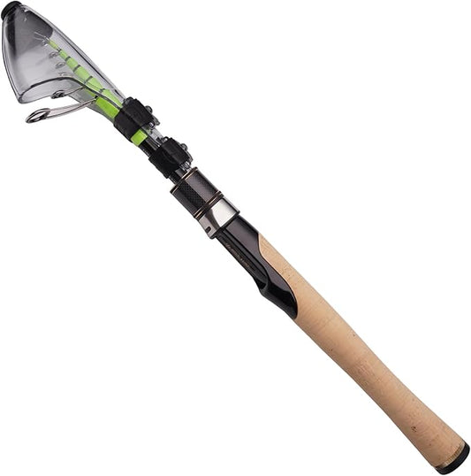 PURELURE Fishing Rod Telescopic, Carbon Fiber Spinning Casting Travel Rod, Spare Solid Carbon Tip, 3A Cork Handle, ABS Metal Reel Seat, Floating Guide Ultralight Portable Fishing Pole