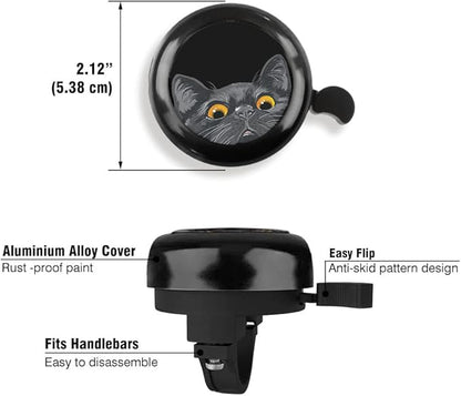 WIRESTER Black Aluminum Round Bike Bell, Classic Ring Bicycle Bell, Bike Accessories Bell Ring for Adults Kids Girls Boys - Dog Cat Animal Cute Records