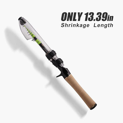 PURELURE Fishing Rod Telescopic, Carbon Fiber Spinning Casting Travel Rod, Spare Solid Carbon Tip, 3A Cork Handle, ABS Metal Reel Seat, Floating Guide Ultralight Portable Fishing Pole