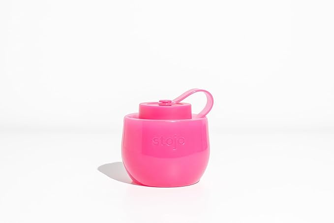 STOJO Collapsible Sports Water Bottle - Leak-Proof Reusable Silicone Travel Cup for Hot & Cold Drinks - Microwave & Dishwasher Safe - AS SEEN ON TODAY SHOW - Parent (Translucent Hot Pink)