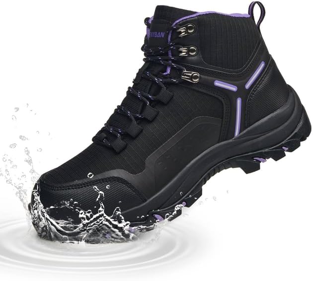 Waterproof Women's Hiking Boots with Wide Toe Box Lightweight Non-Slip Grip Ankle Support, Durable Comfort for Trekking, Trail Running, and Outdoor Adventures