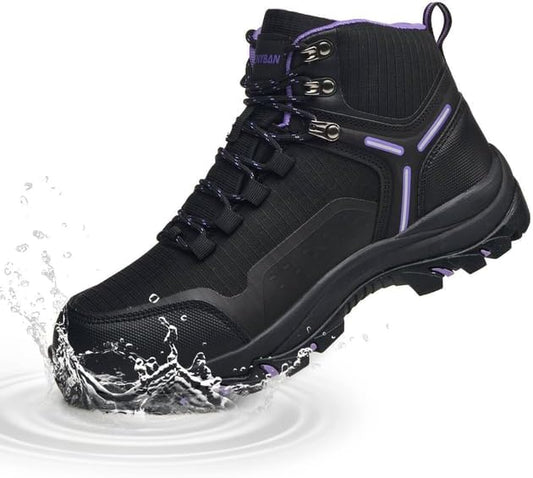 Waterproof Women's Hiking Boots with Wide Toe Box Lightweight Non-Slip Grip Ankle Support, Durable Comfort for Trekking, Trail Running, and Outdoor Adventures