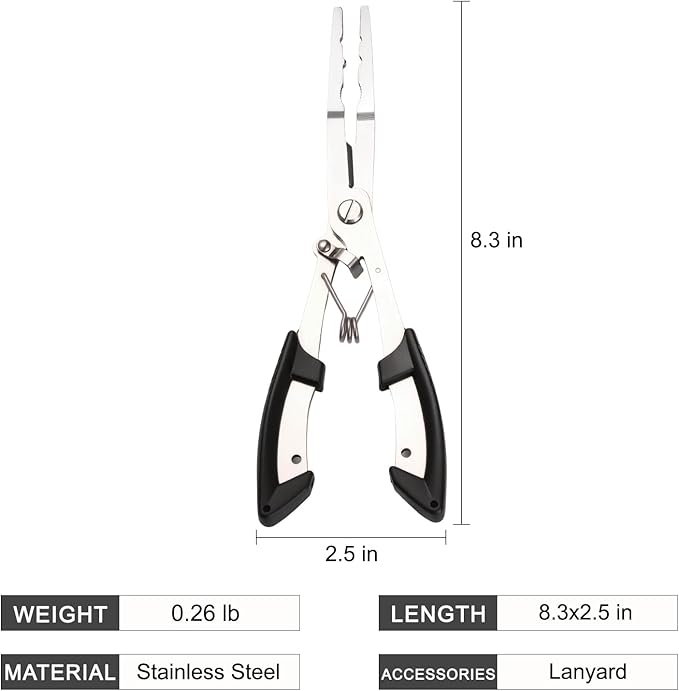 420 Stainless Steel Fishing Pliers, Multi-functional Fishing Tools Hook Remover Line Cutter Pliers, Lockable Handy Fishing Gear for Saltwater Freshwater, Gifts for Men