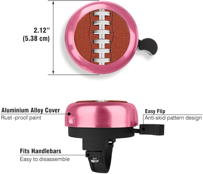 WIRESTER Pink Aluminum Round Bike Bell, Classic Ring Bicycle Bell, Bike Accessories Bell Ring for Adults Kids Girls Boys