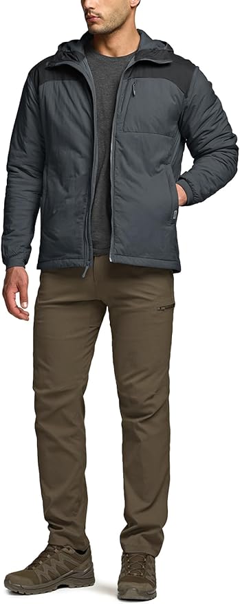 CQR Men's Lightweight Insulated Jacket, Windproof Packable Water Resistant Warm Active Coat for Hiking Work Outdoor Tactical