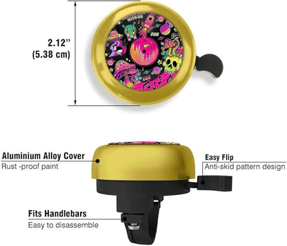 WIRESTER Gold Aluminum Round Bike Bell, Classic Ring Bicycle Bell, Bike Accessories Bell Ring for Adults Kids Girls Boys