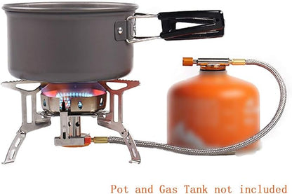 Windproof Portable Backpacking Stove Burner with Piezo Ignition,Stove Adapter,Plastic Storage Box,Strong Firepower,Lightweight,Propane Butane Stove for Indoor Outdoor Camping Hiking and Picnic