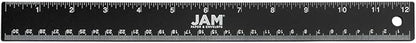 JAM PAPER Strong Aluminum Ruler - 12 Inch - Metal Ruler with Non-Skid Cork Backing - Black Metallic - Sold Individually