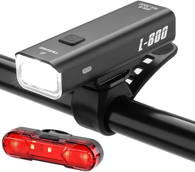 Rechargeable Bike Light Set USB Bike Headlight Bike Taillight IPX6 Waterproof 8 Modes Mountain Road Cycling Light, Bike Lights for Night Riding, Luces para Bicicleta